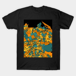 Edinburgh Map Pattern in Orange & Teal T-Shirt